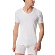 Schiesser Premium Cotton V-neck Shirt Hvit bomull Small Herre