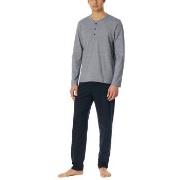 Schiesser Casual Essentials Long Pyjama Button Mørkblå bomull X-Large ...