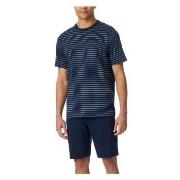 Schiesser Casual Essentials Short Sleeve Pyjama Mørkblå bomull XX-Larg...