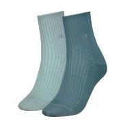 Calvin Klein Strømper 2P Short Sock Roll Top Turkis/Blå Str 35/38 Dame