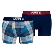 Levis 2P Plaid Aop Boxer Brief Marine/Blå bomull Medium Herre