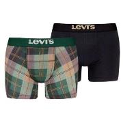 Levis 2P Plaid Aop Boxer Brief Svart/Grønn bomull Medium Herre