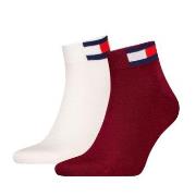 Tommy Men Uni Flag Quarter Sock Strømper 2P Hvit/Rød Str 35/38