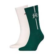 Tommy Hilfiger Strømper 2P Monogram Sock Grønn/Hvit Str 43/46 Herre