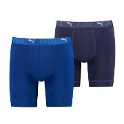 Puma 2P Sport Cotton Long Boxer Blå bomull Medium Herre
