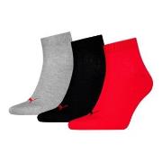 Puma Strømper 3P Quarter Socks Rød/Grå Str 39/42