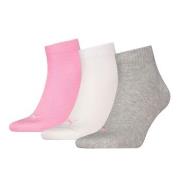Puma Strømper 3P Quarter Socks Rosa/Grå Str 35/38