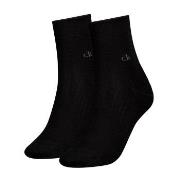 Calvin Klein Strømper 2P Short Sock Roll Top Svart Str 39/42 Dame