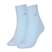 Calvin Klein Strømper 2P Short Sock Roll Top Lysblå Str 35/38 Dame