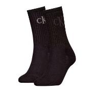Calvin Klein Strømper 2P Glossy Rib Crew Socks Svart Str 39/42 Dame