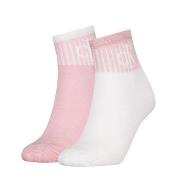 Calvin Klein Strømper 2P Glossy Rib Quarter Socks Hvit/Rosa Str 39/42 ...