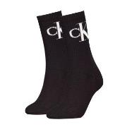Calvin Klein Strømper 2P Women Monogram Crew Socks Svart Str 35/38 Dam...
