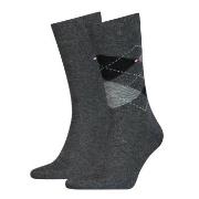 Tommy Hilfiger Strømper 2P Men Sock Check Mørkgrå  Str 47/49 Herre