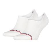 Tommy Uni TJ Iconic Footie Socks Strømper 2P Hvit bomull Str 35/38
