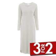 Damella Bamboo Plain Long Sleeve Nightdress Grå Bambus Small Dame