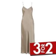 Damella Long Silk Nightdress Nougat silke Medium Dame