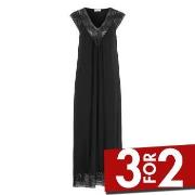 Damella Long Viscose Plain Sleeveless Nightdress Svart viskose Medium ...