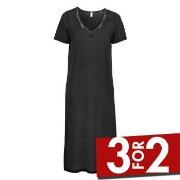 Damella Silk Short Sleeve Nightdress Svart silke X-Large Dame