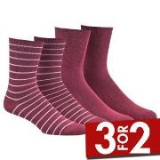Damella Strømper 2P Bamboo Socks Vinrød  Str 39/42 Dame