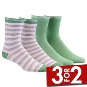 Damella Strømper 2P Bamboo Socks Grønn stripet Str 43/46 Dame