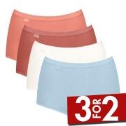 Sloggi Truser 4P Basic Plus Maxi Panty Blå/Oransje bomull 40 Dame