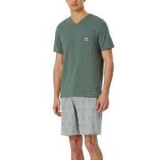 Schiesser 95-5 Short Pyjama V-neck Khaki bomull 54 Herre