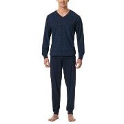 Schiesser Comfort Essentials V-Neck Long Pyjamas Mørkblå bomull 5XL He...