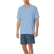 Schiesser Comfort Essentials V-Neck Short Pyjamas Marine/Blå bomull 56...