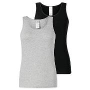 Schiesser 2P Modern Lace Top Svart/Grå bomull 46 Dame