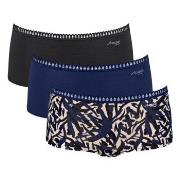 Sloggi Truser 3P GO Crush Hipster Shorts Svart/Blå bomull Medium Dame