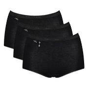 Sloggi Truser 3P Pearl Maxi Svart bomull 44 Dame