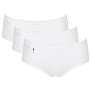 Sloggi Truser 3P Pearl Midi Hvit bomull 38 Dame