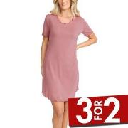 Damella Bamboo Plain Short Sleeve Nightdress Rosa Bambus Large Dame