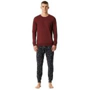 Schiesser Family Long Pyjamas Cuffs Rød bomull X-Large Herre
