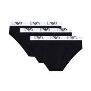Armani Stretch Jersey Briefs With Logo 3P Svart bomull Medium Herre