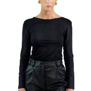 Bread and Boxers Long Sleeve Scoop Back Shirt Svart viskose Large Dame