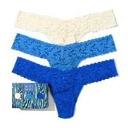 Hanky Panky Truser 6P Low Rise Lace Thong  D2 Blå/Hvit nylon One Size ...