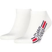 Tommy Hilfiger Strømper 2P Cotton Logo Stripe Sneaker Socks Hvit Str 4...