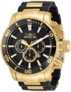 Invicta Herreklokke 33695 Corduba Sort/Gulltonet stål Ø52 mm