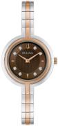 Bulova Dameklokke 98P194 Diamond Brun/Rose-gulltonet stål Ø30 mm