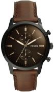 Fossil Herreklokke FS5437 Townsman Sort/Lær Ø44 mm