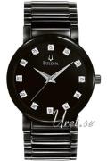 Bulova Herreklokke 98D001 Diamond Sort/Stål Ø36 mm