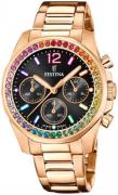 Festina Dameklokke F20609-3 Boyfriend Sort/Rose-gulltonet stål