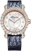 Chopard Dameklokke 274809-5001 Happy Sport Sølvfarget/Lær Ø36 mm