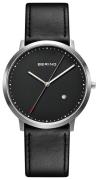 Bering Herreklokke 11139-402 Slim Sort/Lær Ø39 mm