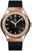 Hublot Dameklokke 581.OX.1480.RX.1104 Classic Fusion Sort/Gummi Ø33