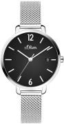 s.Oliver Dameklokke SO-4082-MQ S.Oliver Classic Sort/Stål Ø34 mm