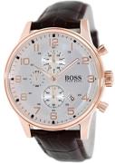 Hugo Boss Aeroliner Herreklokke 1512519 Sølvfarget/Lær Ø44 mm