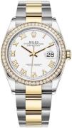 Rolex Dameklokke 126283RBR-0016 Datejust 36 Hvit/18 karat gult gull