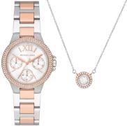 Michael Kors Dameklokke MK1054SET Camille Sølvfarget/Rose-gulltonet